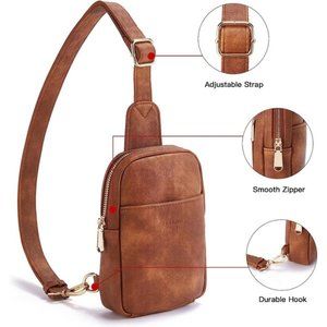 NEW Small Sling Bag Vegan Leather - Mocha Brown